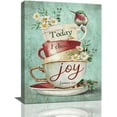 thumbnail image 1 of Farmhouse Coffee Cup Wall Art Rustic Country Retro Hummingbird Daisy Cup Pictures Wall Decor Today I Choose Joy Canvas Prints Painting Framed Artwork for Bar Kitchen Dining Room Living Room 12"x16", 1 of 6