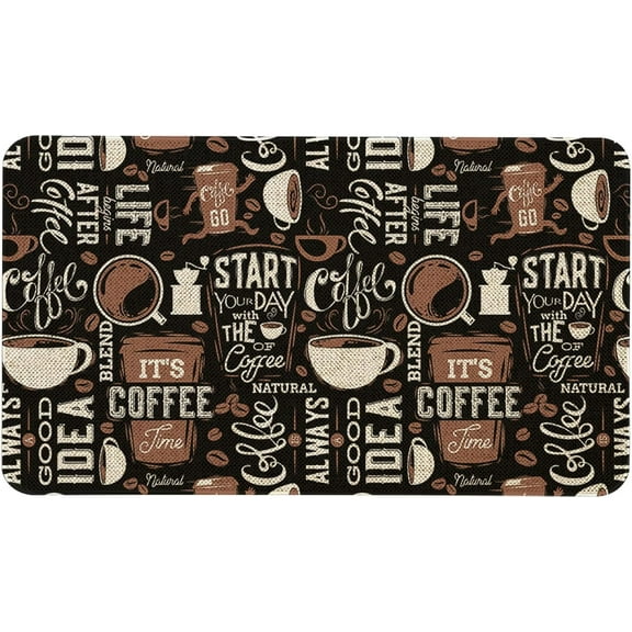 Farmhouse Coffee Kitchen Mats Non Slip Vintage Coffee Kitchen Rugs Home Decor Low-Profile Washable Floor Mat 30x17 Inch