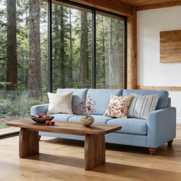 Farmhouse Coffee Table, 47.28" x 23.64" x 19.70" Wooden Center Table, Low Profile Cocktail Tea Table with Sturdy H-Shape Structure, Easy Assembly, HOGA-F2088 RLB