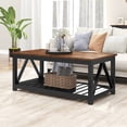 thumbnail image 1 of Farmhouse Coffee Table, Rustic Vintage Living Room Table with Shelf, 40 Black, 1 of 16
