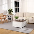thumbnail image 1 of Farmhouse Coffee Table with Large Hidden Storage Compartment - Rustic Square Wood Center Table with Hinged Lift Top for Living Room - White, 1 of 4