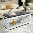 Farmhouse Coffee Table with Slatted and Corner Protection 40 Inches