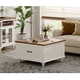 thumbnail image 1 of FITUEYES Storage Wood Coffee Table with Storage Cabinet and Hidden Compartment, White, 1 of 6