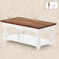 thumbnail image 1 of Farmhouse Coffee Table with Storage, Mid  Modern 2-Tier Rectangle Coffee Table with Solid Wood Legs, Vintage Living Room Tables, Rustic Brown, 1 of 7