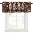 thumbnail image 1 of Farmhouse Coffee Time Rod Pocket Curtain Valance, Vintage Gnomes Desserts Brown Plaid Farmhouse Window Valance for Living Room, Bedroom, Kitchen 54"W x 18"L, 1 of 9