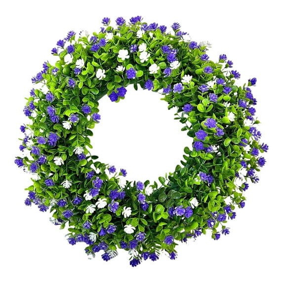 Farmhouse Colorful Cottage Wreath - Spring and Summer Home Decor, Durable Artificial Wreath for All Seasons, Front Door Porch Holiday Decorations (Colorful, 15in)