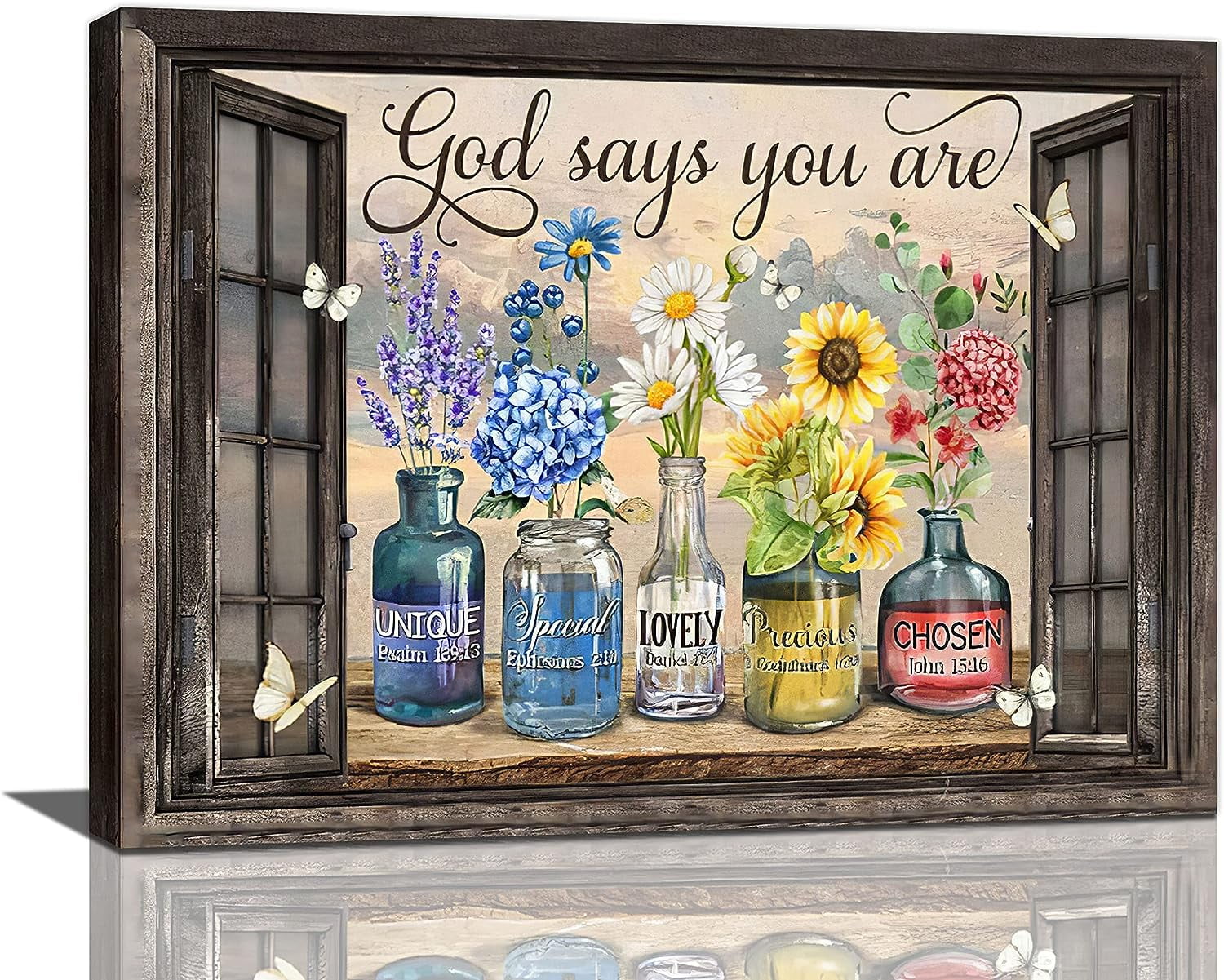 Farmhouse Colorful Flower Bathroom Decor Wall Art Rustic Daisy ...