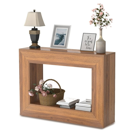 Farmhouse Console Table, 47 Inches Industrial Entryway Console Table Hallway Accent Table For Living Room, Entrance, Hallway, Foyer-Brown