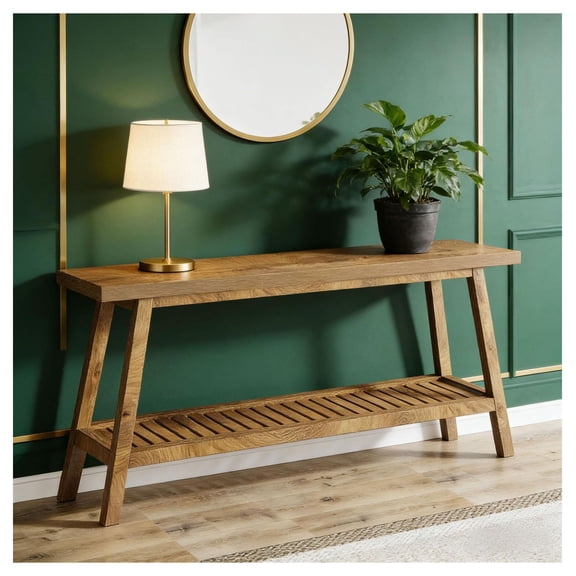 Farmhouse Console Table, 70.9" Entryway Table, 2-Tier Sofa Table for Living Room