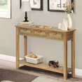 Farmhouse Console Table with 3 Rattan Drawers 46" Long Narrow Foyer