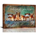 thumbnail image 1 of Farmhouse Corgi Wall Art Country Dogs Pictures Gad Says You Are Motivational Wall Decor Rustic Canvas Print Framed Artwork for Bathroom Living Room Bedroom 16"x12", 1 of 6