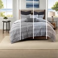 thumbnail image 1 of Farmhouse Cotton Bedding Sets Grey and Black Comforter with Jacquard Design for King/Cal King, 1 of 10