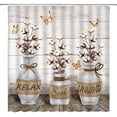 thumbnail image 1 of Farmhouse Cotton Flower Shower Curtains Rustic Country Floral Butterfly Fabric Bathroom Curtains Decor Set with Hook(72" Wx84 H), 1 of 3