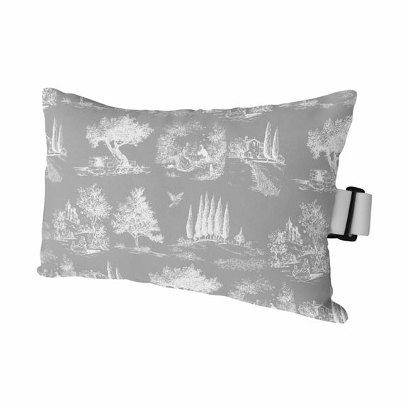 Farmhouse Country Outdoor Pillows for Chaise Lounge Chair Waterproof Lumbar Pillows with Insert&Adjustable Strap Beach Headrest Pillow Grey Vintage Trees Rustic French Garden Pool Pillow 11"x16"