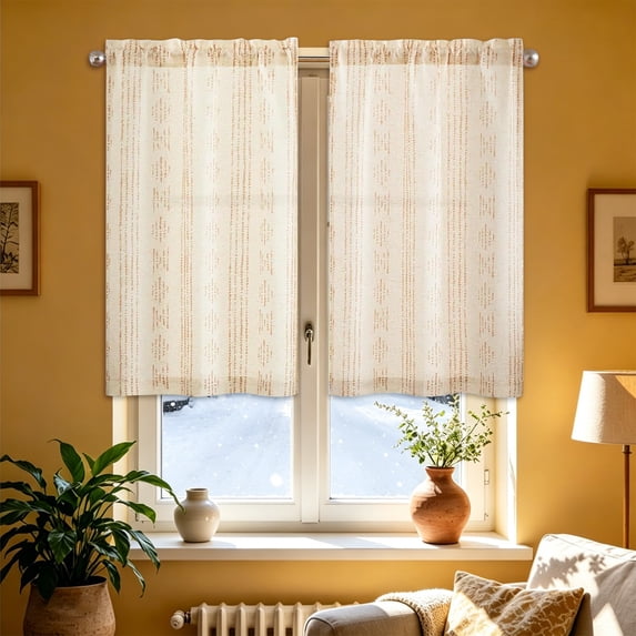 Farmhouse Country Rod Pocket Valance Curtains,Light Filtering Short Window Valance for Kitchen,Bathroom,Bedroom,Living Room and Cafe
