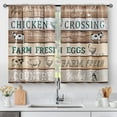 thumbnail image 1 of Farmhouse Country Rustic Kitchen Curtains - Retro Farm Wooden Rooster Vintage Style Animal Short Cafe Tier Curtains Decor for Dining Room Rod Pocket Window Drapes 36 Inch Length 2 Panels Set, 1 of 5