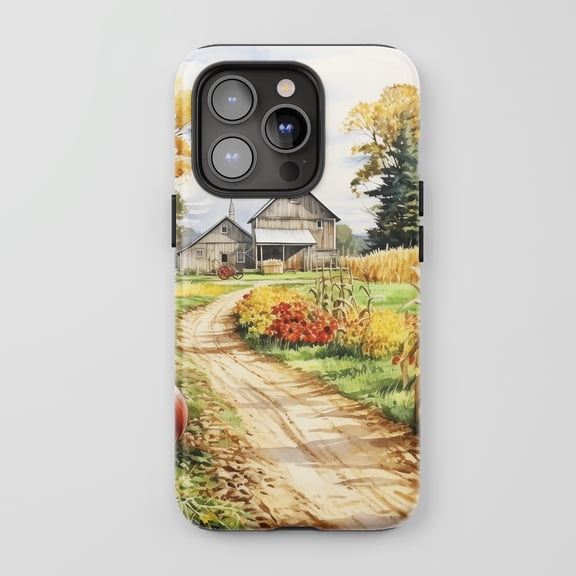 Farmhouse Country Scene For All iPhone Series Tough Phone Case Watercolor Art