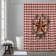 thumbnail image 1 of Farmhouse Country Shower Curtain for Bathroom Decor, Star Bless This Home Red Buffalo Plaid Waterproof Fabric Shower Curtain, 72"x78" Set with 12 Hooks, 1 of 9