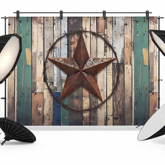 Farmhouse Country Star Photography Backdrop 7x5FT, Texas Star Photo Backdrops, Background for Photography Studio Photo Studio Background, Back Drop for Photoshoot