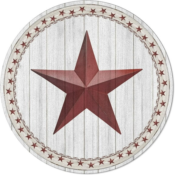 Farmhouse Country Western Star, Elastic Fitted Edged Round Tablecloth Fade Resistant Anti-Shrink Table Cloth Washable Table Cover for Indoor or Outdoor and Anywhere You Wanna use it 60"X 60"