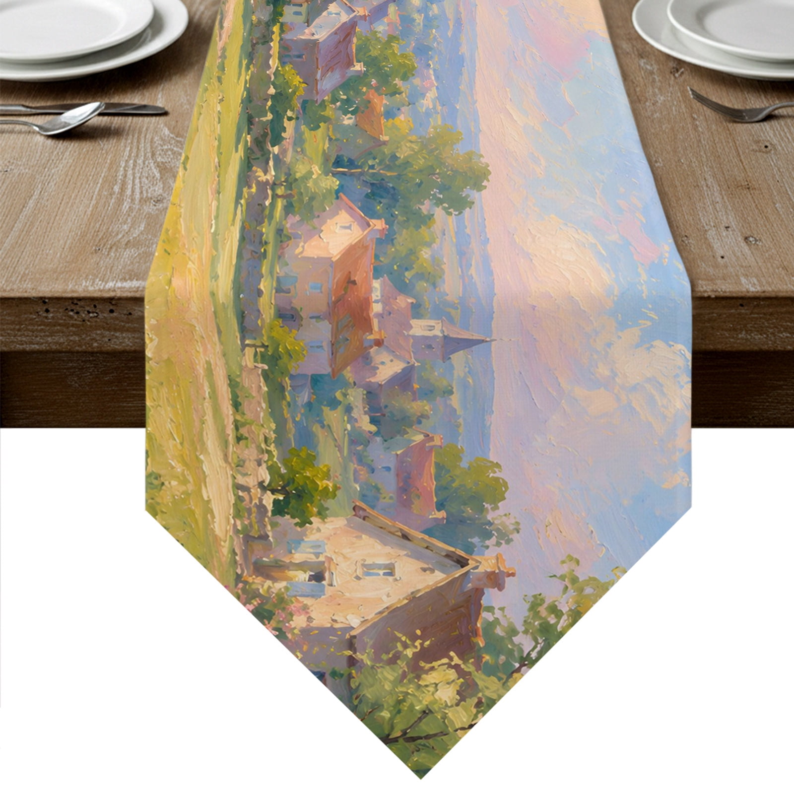 Farmhouse Countryside Table Runner Linen Burlap Table Runner 60 Inches ...