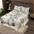 thumbnail image 1 of Farmhouse Coverlet Set Country Floral Cotton Flower Quilt Set,Rustic Wooden Plank Cottage Lodge Cabin Bedspread Set Garden Windmill Decor Twin,Retro Barn House Room Decor,Beige, 1 of 3