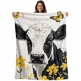 thumbnail image 1 of Farmhouse Cow Blanket Soft Cozy Warm Throw Blanket for Couch, Plush Fuzzy Flannel Fleece Blankets for Sofa, Spring Pastoral Yellow Floral Vintage Bed Blankets Lightweight Gifts for Women, 50"x80", 1 of 9