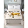 thumbnail image 1 of Farmhouse Cow California King Size Flat Sheet, Wrinkleproof & Fadeproof Cooling Flat Bed Sheet Only, Vintage Animal Life Better Abstract Text Breathable Soft Bedding Top Sheets 108 x 98 Inches, 1 of 8