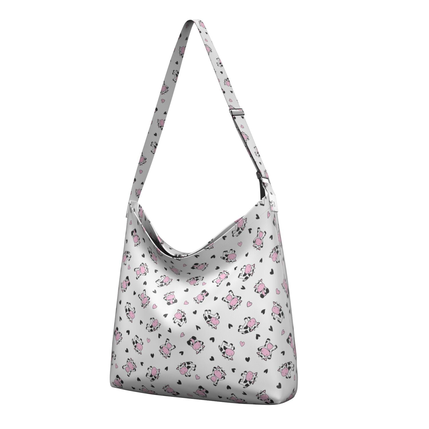 Farmhouse Cow Canvas Tote Bag – Black and White Cow Print, Rustic and ...