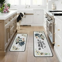 Farmhouse Cow Kitchen Rugs Set 2 Pieces Non-Slip Home Sweet Home Grey Kitchen Floor Rug and Mat Washable Kitchen Rugs Farmhouse Style for Kitchen Floor Farmhouse Decor 17"x47" 17"x30"