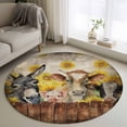 thumbnail image 1 of Farmhouse Cow Pig Round Area Rug 3Ft Washable Small Circle Rugs for Kitchen Entryway, Vintage Wooden Farm Animals Non-Slip Carpet Floor Mats Indoor Outdoor Carpet Runner Aesthetic Home Decor, 1 of 8