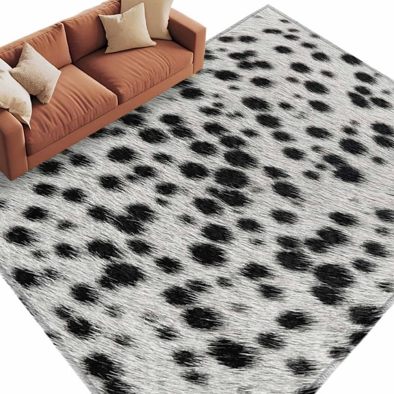 Farmhouse Cow Print Area Rug 6x9 Washable Rug Non Slip Country Cowhide Fur Black Grey Large Area Rug Soft Stainresistant Indoor Floor Carpet for Living Room Bedroom Home Office Dining Room Nursery