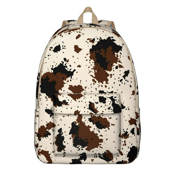Farmhouse Cow Print Backpack, Vintage Country Style School Bag with Black and White Cows, Buffalo Check Pattern, Rustic Design and Nature-Inspired Aesthetic