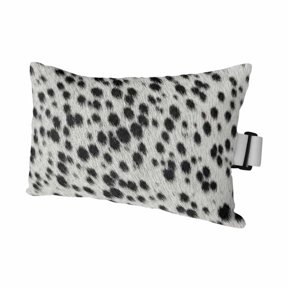 Farmhouse Cow Print Outdoor Pillows for Chaise Lounge Chair Waterproof Lumbar Pillows with Insert&Adjustable Elastic Strap Beach Headrest Pillow Country Cowhide Fur Black Grey Pool Pillow 11"x16"
