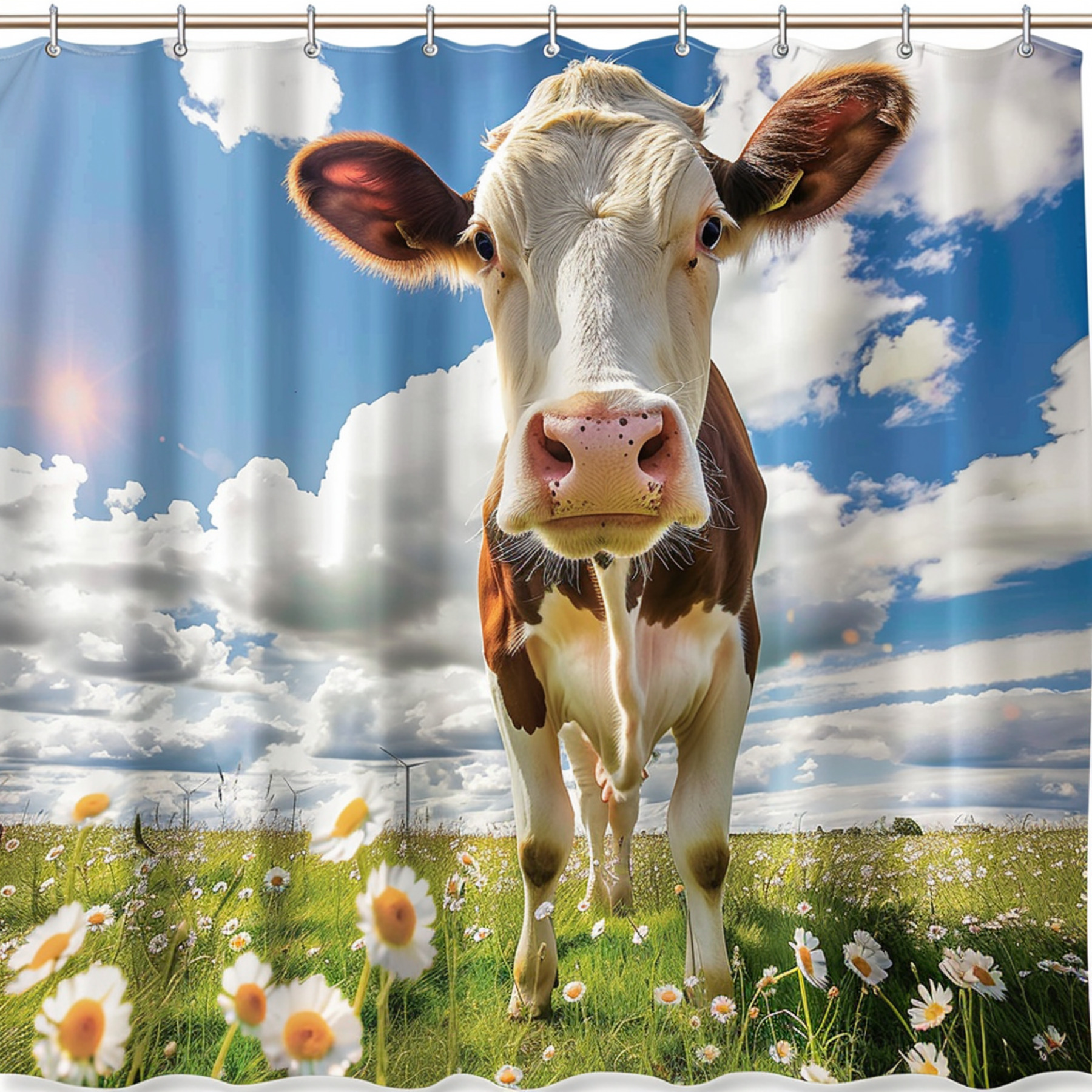 Farmhouse Cow Print Shower Curtain Rustic Bathroom Decor with Cute Cow ...