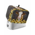 thumbnail image 1 of Farmhouse Cow Toaster Cover 4 Slice, Large Kitchen Appliance Covers, Vintage Country Sunflower Botanical Black Toaster Oven Cover with Loop, Bread Machine Cover Polyester Dust Cover Protection, 1 of 4