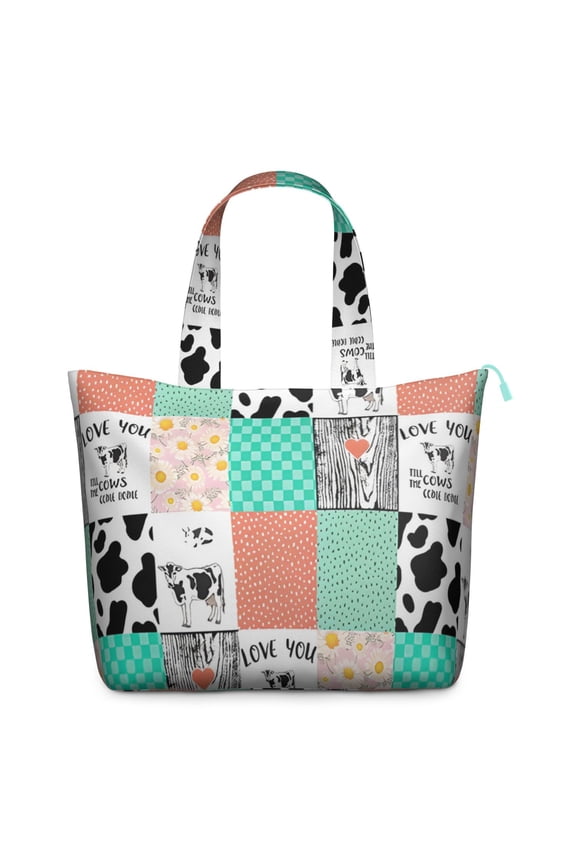 Cow Travel Tote, Black and White Cow Pattern Weekender Duffel, Cute Cow Lovers Print Multipurpose Carry-on Bag