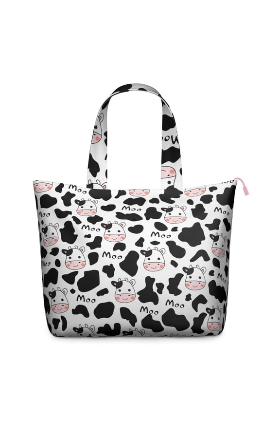 Farmhouse Cow Travel Tote, Black and White Cow Pattern Weekender Duffel, Cute Cow Lovers Print Multipurpose Carry-on Bag