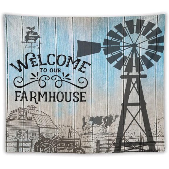 Farmhouse Cow Wall Tapestry Rustic Country Farm Animal Hanging Home Decor Art for Living Room Bedroom Dorm 40"x30"