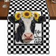 thumbnail image 1 of Farmhouse Cows Burlap Cotton Table Runner 13x36 Inches Short, Sunflower Daisy White Black Plaid Farmhouse Table Runners, Outdoor Dining Tablecloths Decor for Baby Shower/Party/Wedding, 1 of 8
