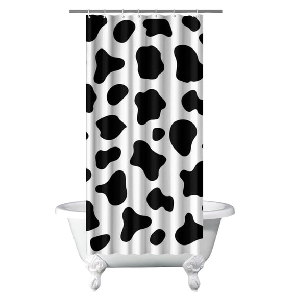 Farmhouse Cows Shower Curtain - Black and White Rustic Farm Animal Print Waterproof Bathroom Curtain 36x72 Inch, Country-Themed Vintage Design with Metal Grommets & 12 Hooks