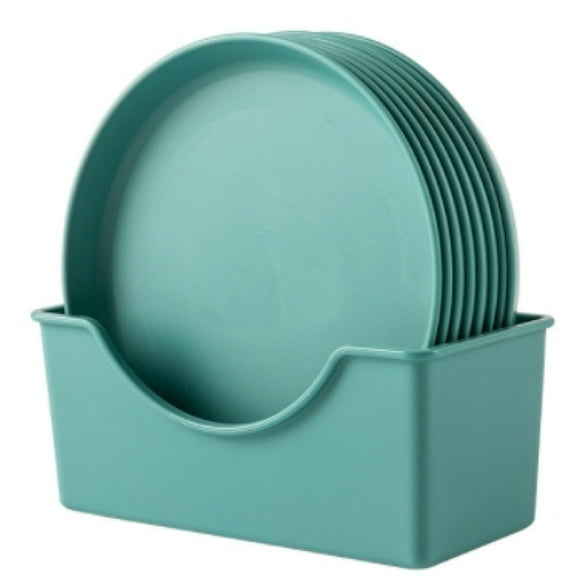 Farmhouse Crackled Pattern Dessert Plates, Melamine Plate Set for Snacks and Appetizers, Sturdy and Scratch Resistant, Green (Set of 8)