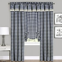 Farmhouse Curtains Kitchen Décor, Buffalo Valance, Classic Country Gingham Checkered Design, Farmhouse Décor, Window Curtain Treatments (Navy, 42" W X 84" H Panel)