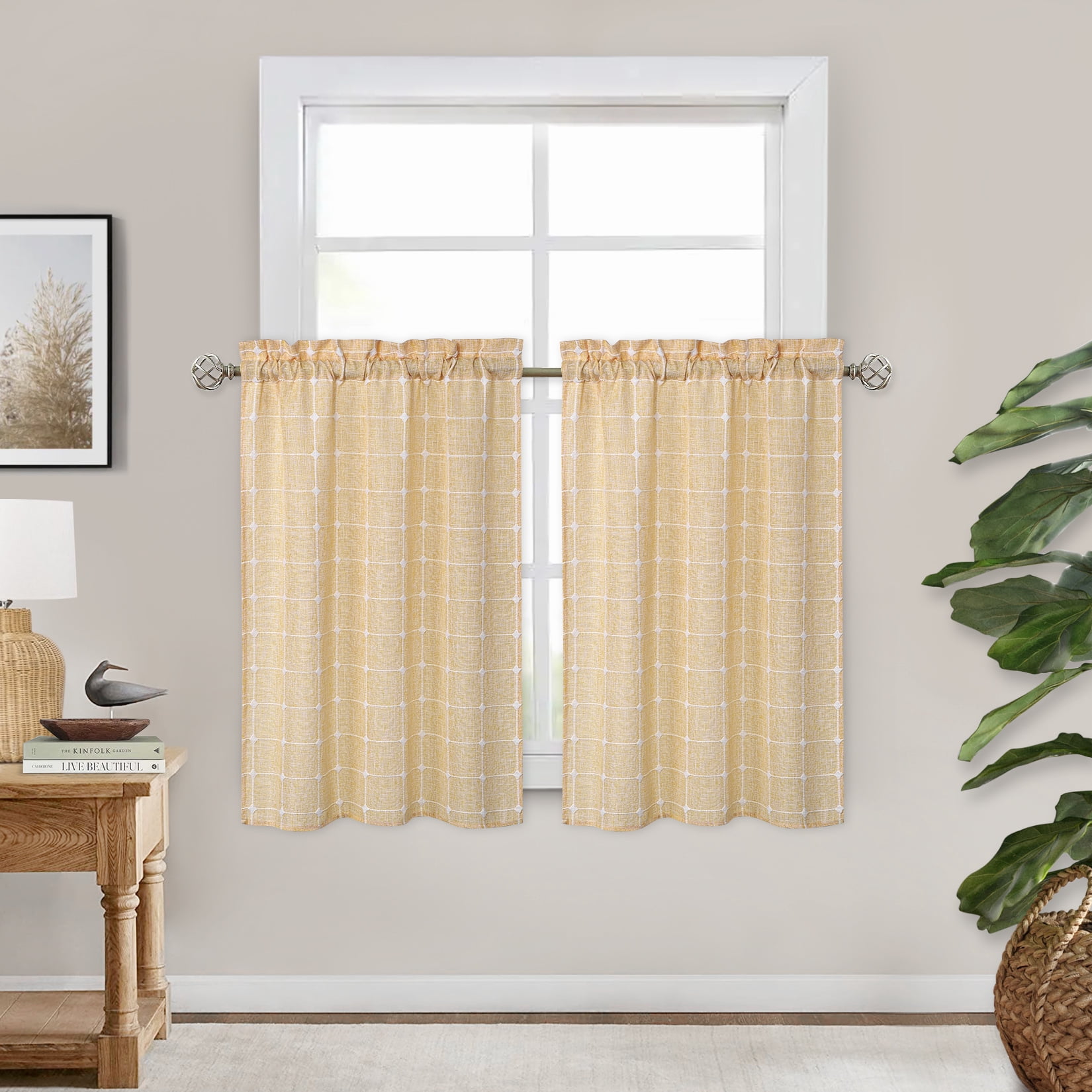 Farmhouse Curtains for Windows Kitchen Bedroom Boho Gingham Linen ...