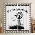 thumbnail image 1 of Farmhouse Curtains & Drapes Bedroom Living Room, Black Sketch Windmill Blackout Curtains Vintage Decor Curtains Geometric Buffalo Grid Window Treatments 38''Wx54''L, 2 Panels, 1 of 6