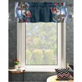 Farmhouse Cute Snowman with Cap Bird in Branch Flower Window Valances