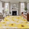 thumbnail image 1 of Farmhouse Daisy Area Rug 5x8 Washable Rug Non Slip Spring Watercolor Yellow White Floral Beige Large Area Rug Soft Stainresistant Indoor Floor Carpet for Living Room Bedroom Home Office Dining Room, 1 of 8