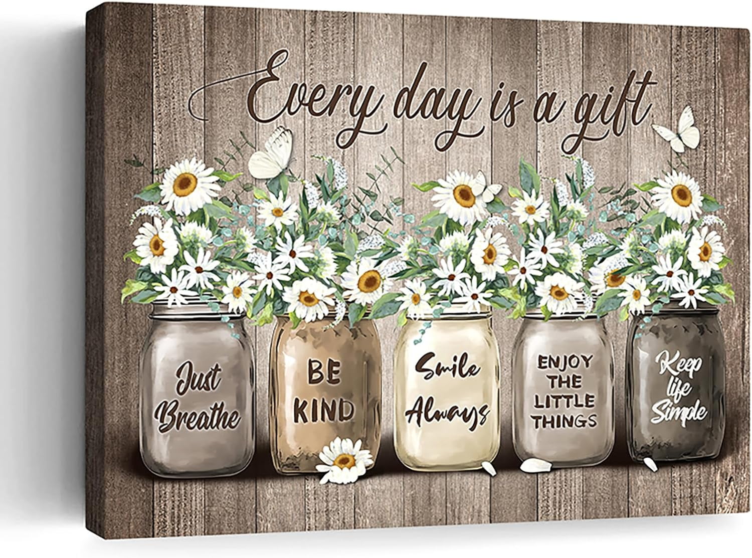 Farmhouse Daisy Bathroom Decor Wall Art Rustic Floral Pictures Wall