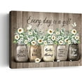 thumbnail image 1 of Farmhouse Daisy Bathroom Decor Wall Art Rustic Floral Pictures Wall Decor Vintage Country Flower Canvas Print Painting Framed Artwork For Bathroom Bedroom Living Room 12"x16", 1 of 6
