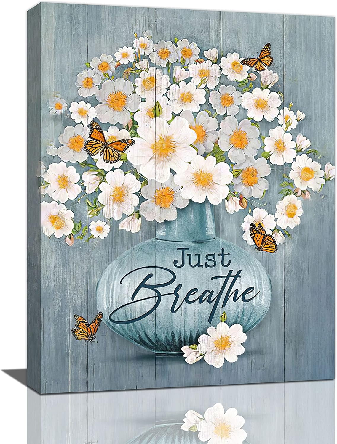 Farmhouse Daisy Bathroom Wall Art Rustic Floral Butterfly Pictures Wall ...